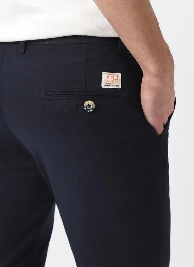 Urbano Fashion  Urbano Fashion Men's Navy Blue Cotton Slim Fit Casual Chinos Trousers Stretch for Men | Best Price UAE